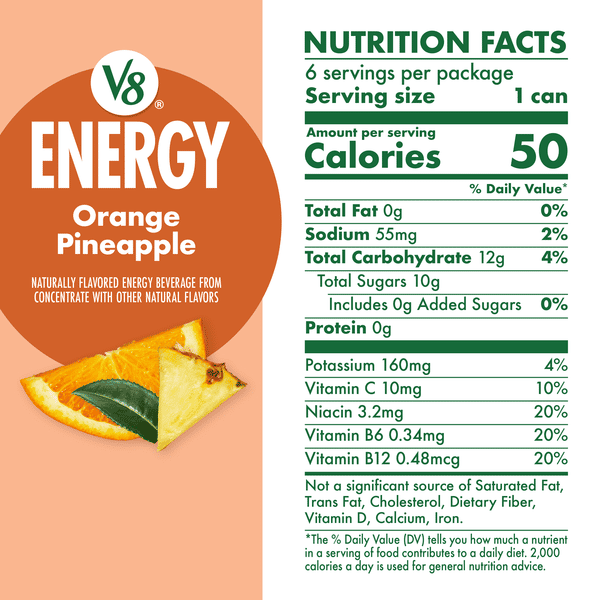 ◊❦❧◊❦❧◊花梨さま専用◊❧❦◊❧❦◊ V8 +Energy Orange Pineapple Vegetable & Fruit Juice 6Pk | Hy-Vee