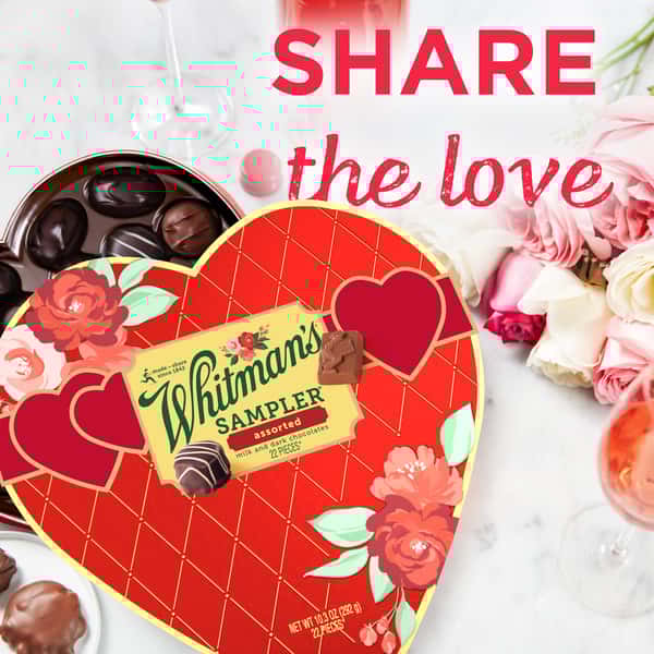 Whitman's Sampler Assorted Chocolates Cross-Stitched Printed Red