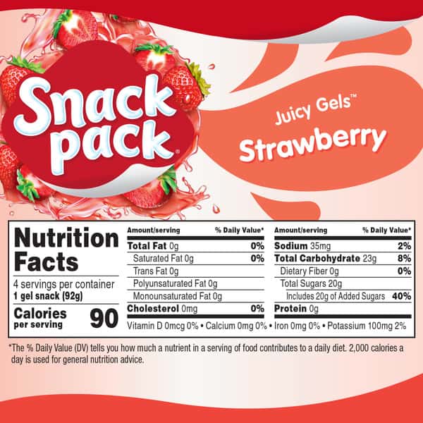Snack Pack Strawberry Flavored Juicy Gels Cups, 3.25 oz., 4-Count