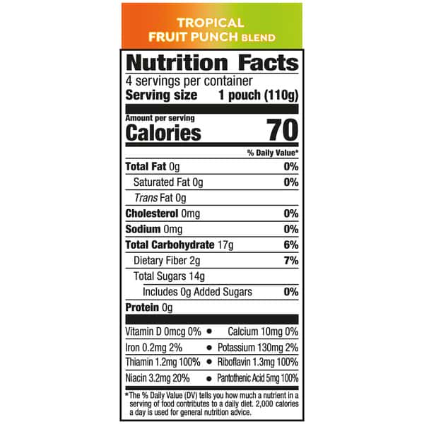 GoGo squeeZ Active Energy No Sugar Added Tropical Punch Fruit