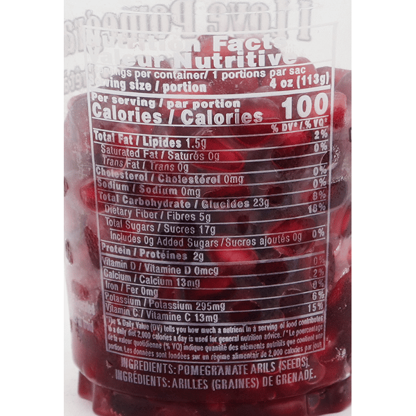 Pomegranate Arils Nutrition Facts Cup Anar Calories Pomegranate