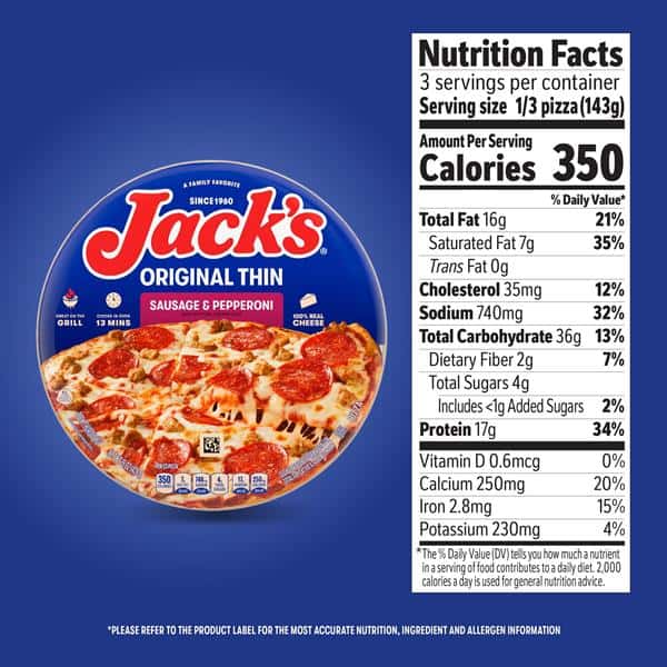 Jack's Original Thin Crust Sausage & Pepperoni Frozen Pizza | Hy