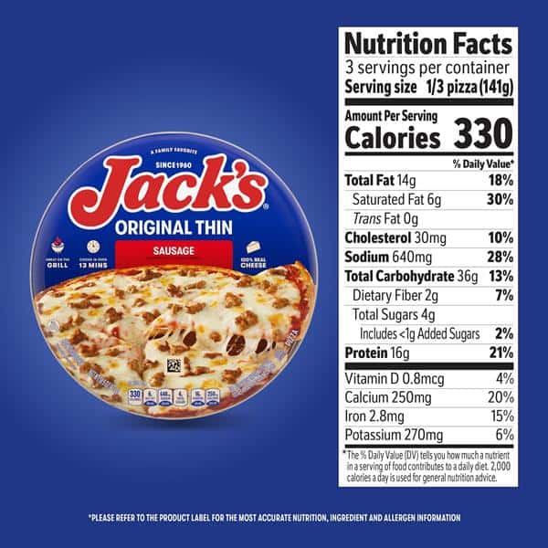 pizzaページです。 Jack's Original Thin Crust Sausage Frozen Pizza | Hy-Vee