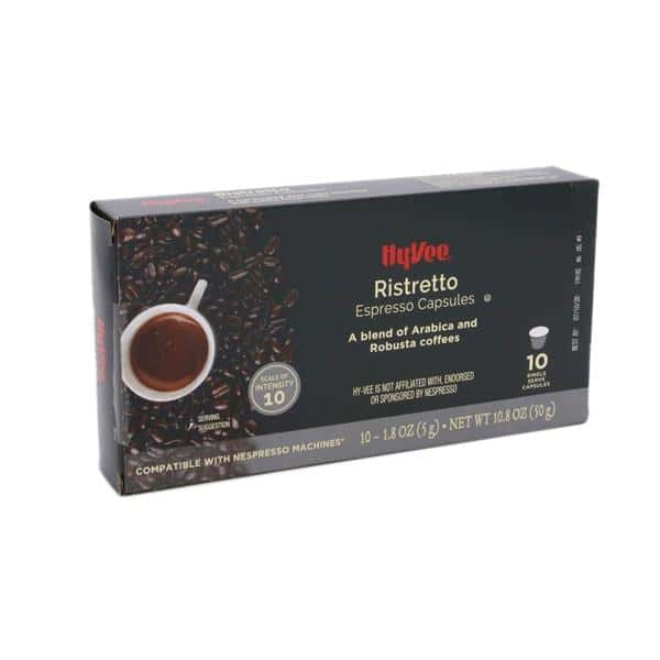 Hy-Vee Ristretto Espresso Capsules 10-1.8 oz Single Serve Capsules