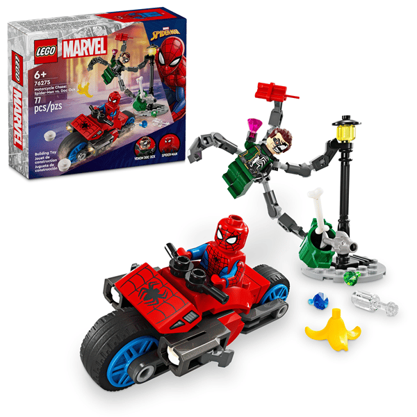 LEGO Marvel Motorcycle Chase: Spider-Man vs. Doc Ock, 76275, 77
