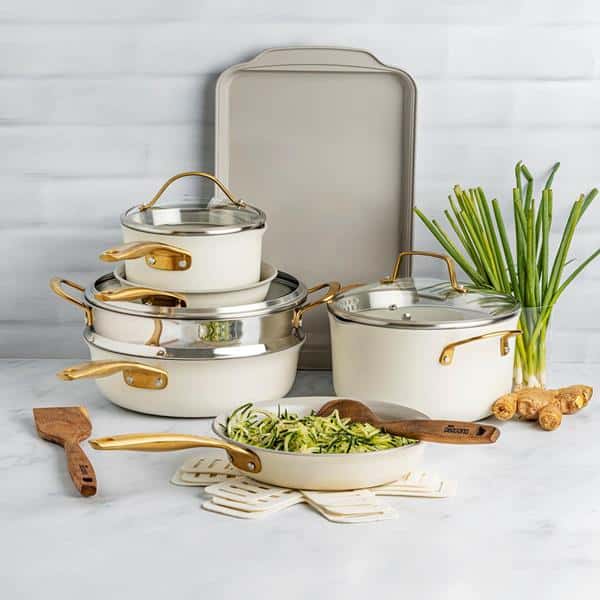 Hy-Vee Seasons 16 Piece Nonstick Cookware Set in Linen | Hy
