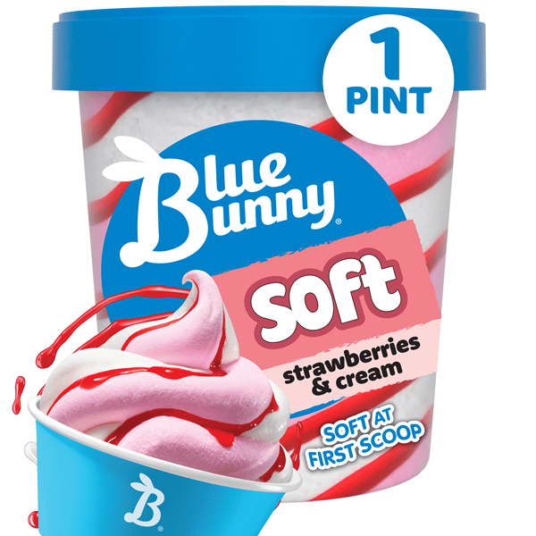 Blue Bunny Soft Strawberry and Cream Swirl Iced Frozen Dessert