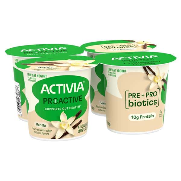 Activia ProActive Vanilla Pre + Probiotic Low Fat Yogurt, 4Ct | Hy