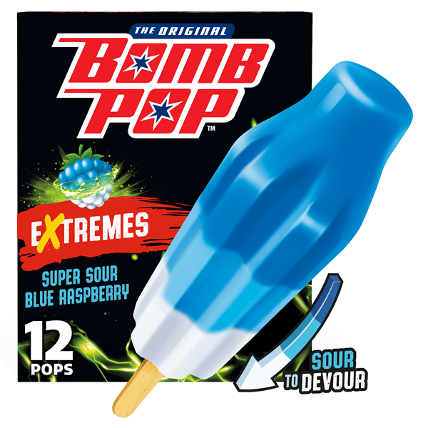 Bomb Pop Extremes Super Sour Blue Raspberry Ice Pops, 12 Pack | Hy