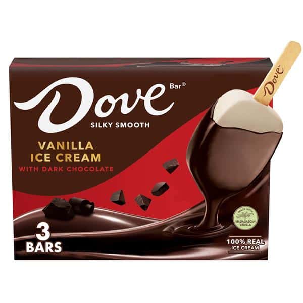 Dove Vanilla Ice Cream Bars Coated With Dark Chocolate 3Ct | Hy