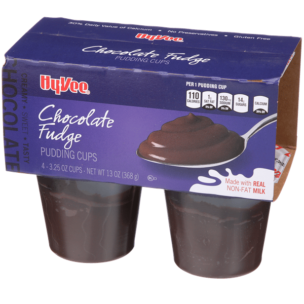Hy-Vee Chocolate Fudge Pudding 4-3.25 oz Cups | Hy-Vee Aisles