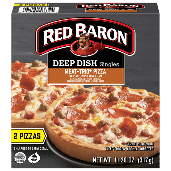 Red Baron Meat Trio Deep Dish Personal Frozen Pizza 2 Pack | Hy