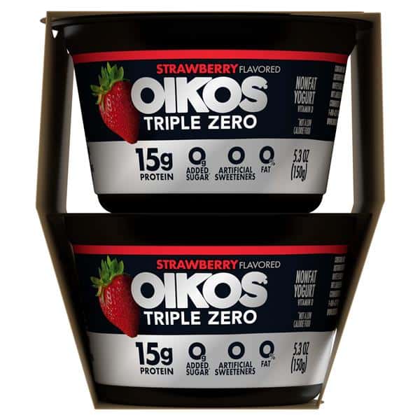 Oikos Triple Zero Strawberry Nonfat Greek Yogurt Pack | Hy-Vee