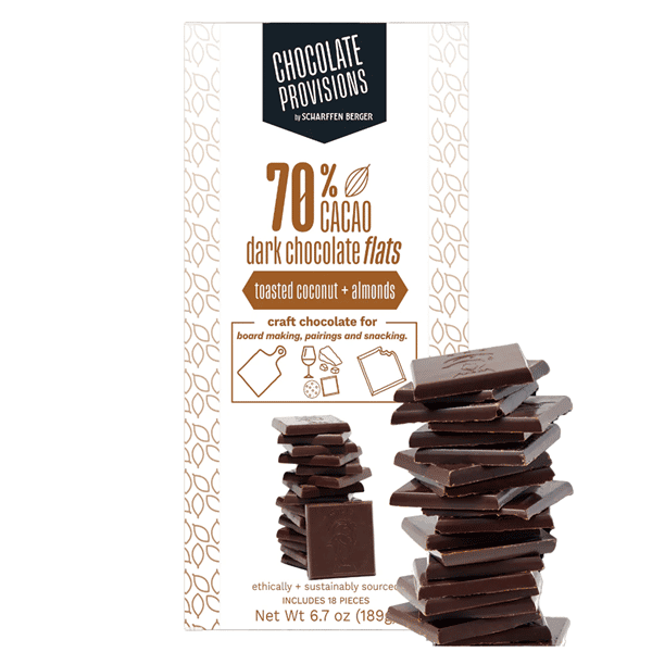 Scharffen Berger 70% Dark Chocolate Flats With Toasted Coconut +