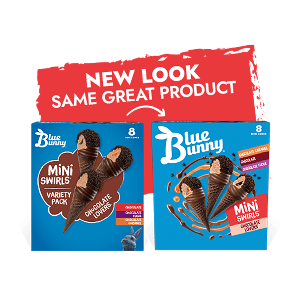 Blue Bunny Mini Swirls Chocolate Lovers Cones, Frozen Dessert, 8