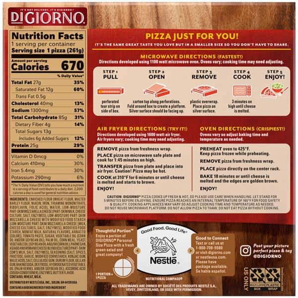 DiGiorno Four Cheese Frozen Personal Pizza on a Hand-Tossed Style
