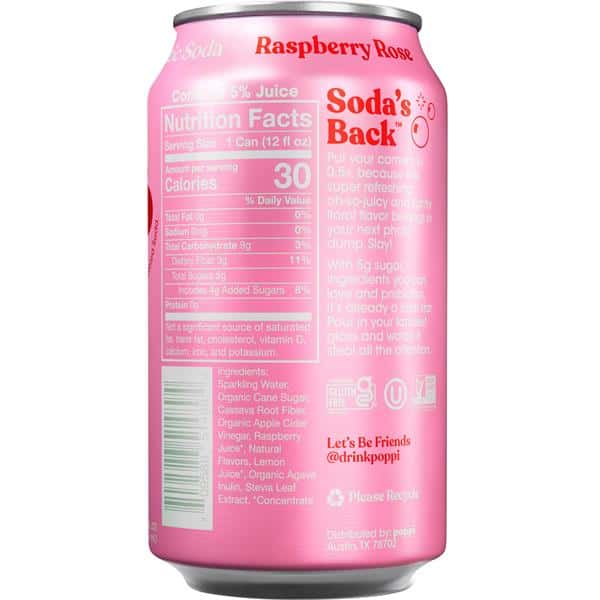 Poppi Raspberry Rose Prebiotic Soda Can | Hy-Vee Aisles Online