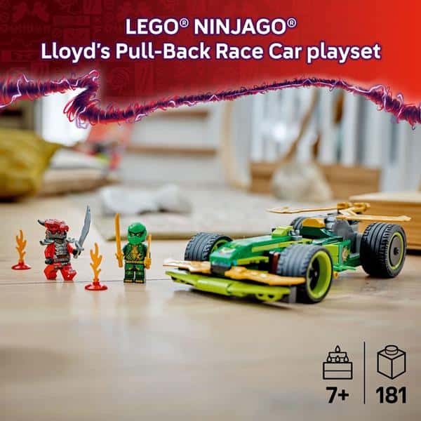LEGO NINJAGO Lloyd's Pull-Back Race Car Building Toy 71828, 181