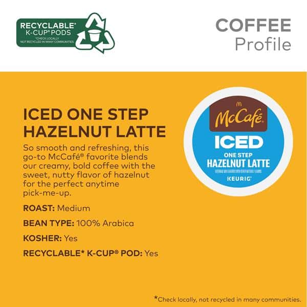 McCafé ICED One Step Hazelnut Latte, Keurig Single-Serve K-Cup