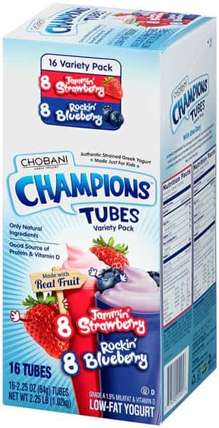 Chobani Champions Tubes Jammin' Strawberry & Rockin' Blueberry