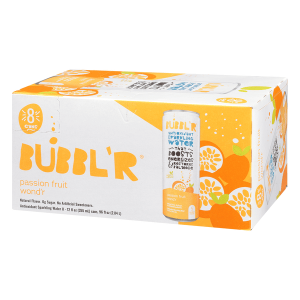 Bubbl'R Passion Fruit Wond'r Antioxidant Sparkling Water 8 Pack