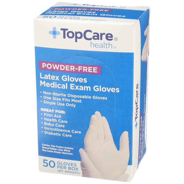 TopCare Powder-Free Latex Medical Exam Gloves One Size Fits Most