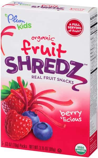 nashi diet ５boxes Plum Kids Organics Fruit Shredz Berry'licious Fruit Snacks 5Ct