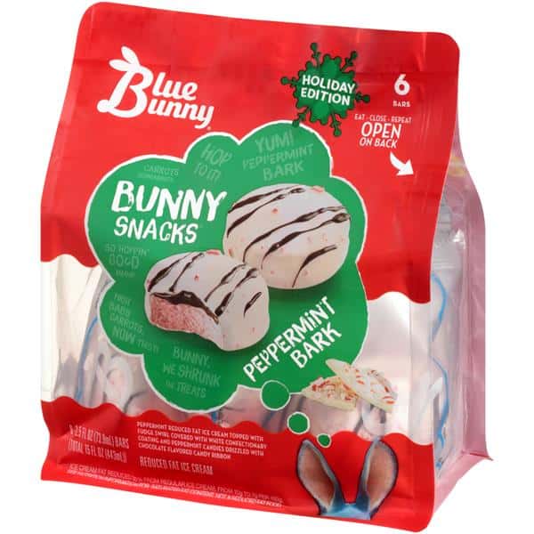Blue Bunny Bunny Snacks Peppermint Bark Reduced Fat Ice Cream 6
