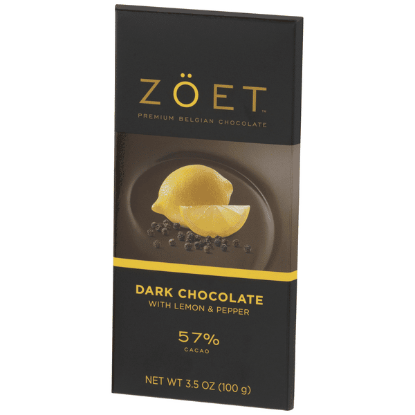 Zöet Dark Chocolate with Lemon & Pepper 57% Cacao | Hy-Vee Aisles