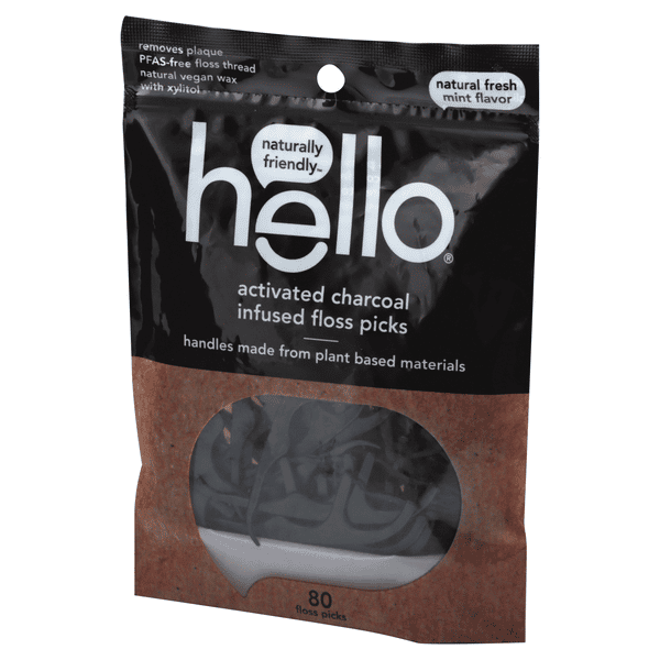 Hello Activated Charcoal Infused Natural Fresh Mint Flavor Floss