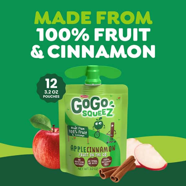 GoGo squeeZ No Sugar Added Apple Cinnamon Applesauce & Fruit Puree