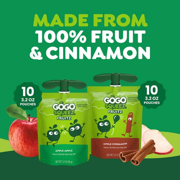 GoGo squeeZ No Sugar Added Apple Cinnamon Apple Applesauce Variety