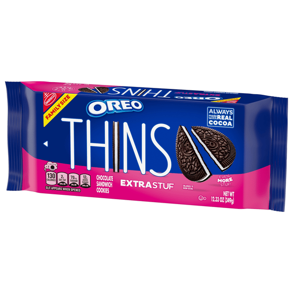 Oreo Thins Extra Stuf Chocolate Sandwich Cookies, Family Size | Hy