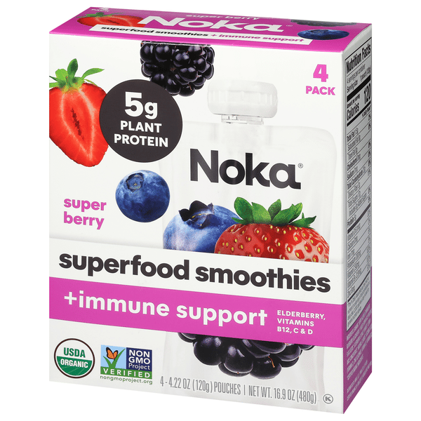 Noka Organic Super Berry Immune Support Smoothie, 4-4.22 oz