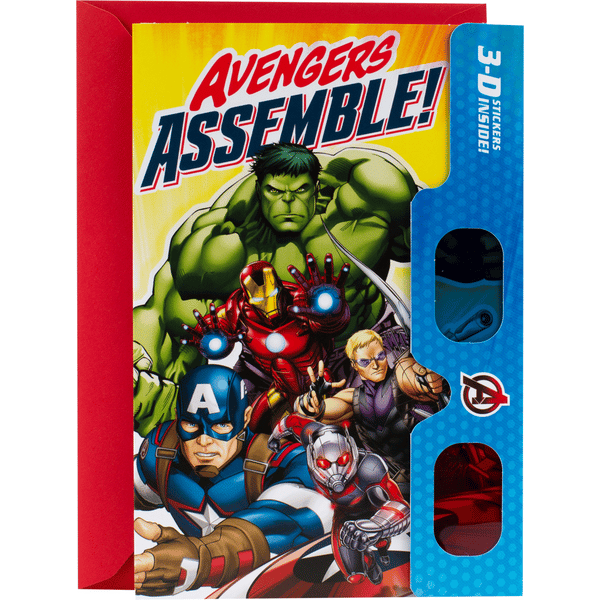 Hallmark Avengers Birthday Card With 3D Stickers And Glasses