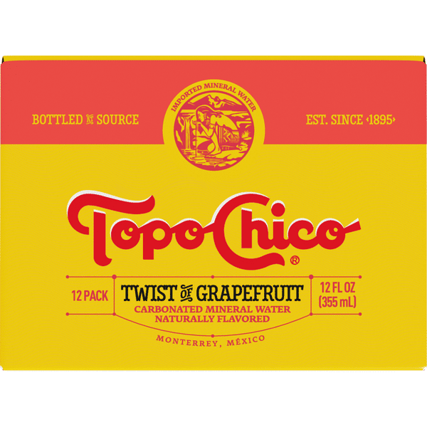Topo Chico Mineral Water, Twist of Grapefruit, Carbonated, 12Pk
