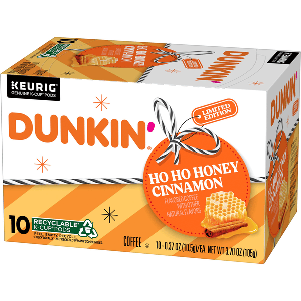 Dunkin' Ho Ho Honey Cinnamon Flavored Coffee, K-Cup Pods, 10 Ct