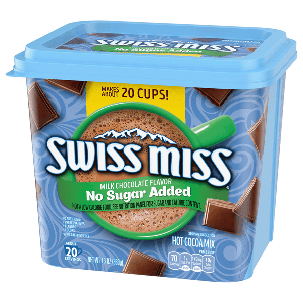 Swiss Miss Milk Chocolate Flavor No Sugar Added Hot Cocoa Mix, 13