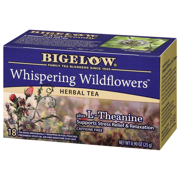 Bigelow Whispering Wildflowers Herbal Tea, Plus Theanine, Caffeine