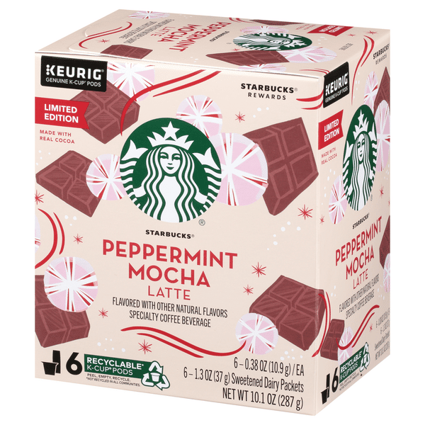Starbucks Peppermint Mocha Caffe Latte K-Cup Pods & Flavor Packets