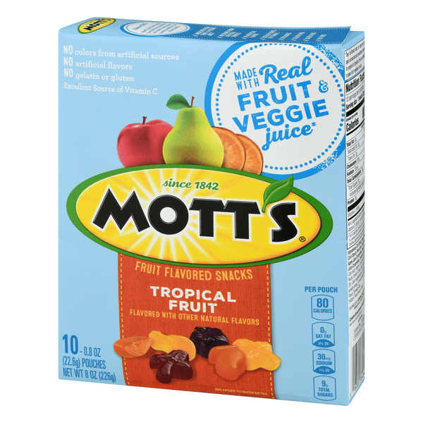 Mott's Tropical Fruit Fruit Flavored Snacks 10-0.8 oz Pouches | Hy