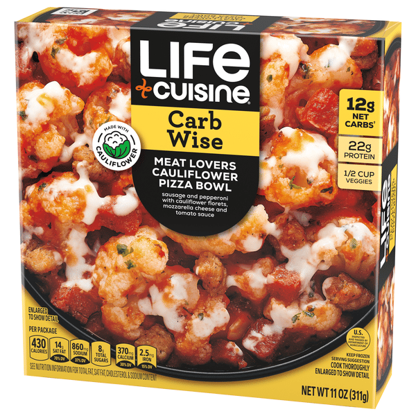Life Cuisine Meat Lovers Cauliflower Pizza Bowl Carb Conscious