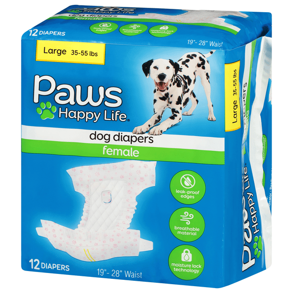 Paws Happy Life Female Dog Diapers Large (35-55 lbs) 12 ea | Hy