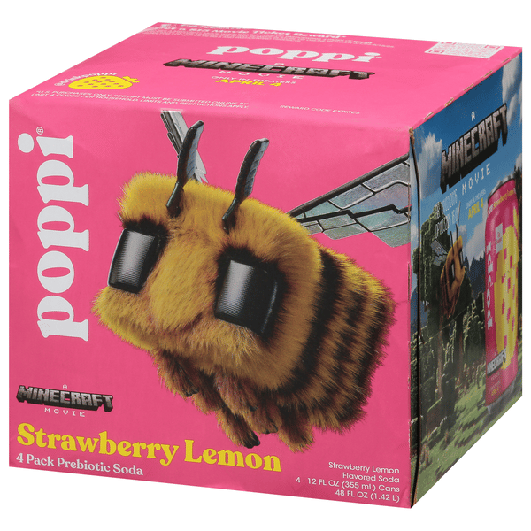 Poppi Prebiotic Soda, Strawberry Lemon 4-12 fl Pks | Hy-Vee Aisles