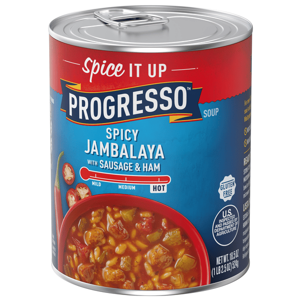 Progresso Spicy Jambalaya Soup With Sausage & Ham, 18.5 oz Can