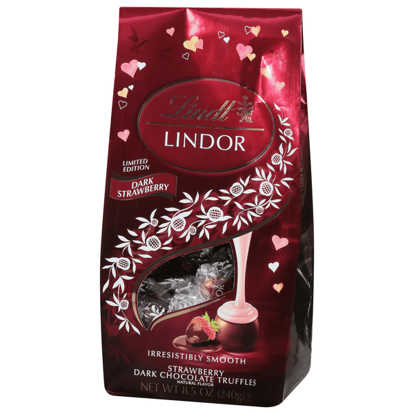 Lindt Lindor Valentine's Strawberry Dark Chocolate Truffles Candy