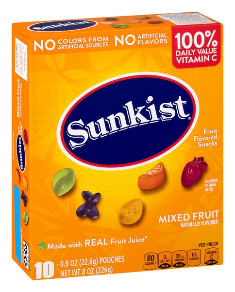 Sunkist Mixed Fruit Flavored Snacks 10-0.8 oz Pouches | Hy-Vee
