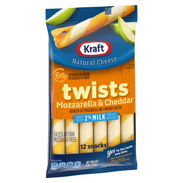 Kraft Twists Reduced Fat Mozzarella & Cheddar Cheese Snacks 12Ct