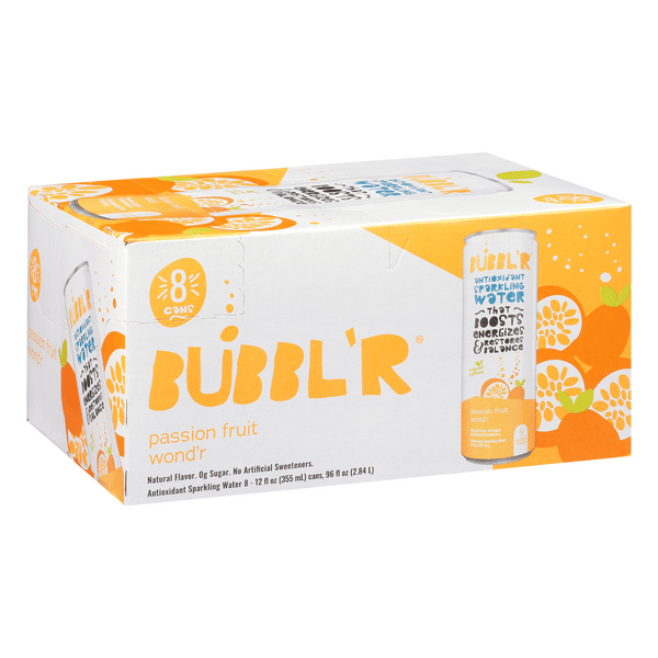 Bubbl'R Passion Fruit Wond'r Antioxidant Sparkling Water 8 Pack