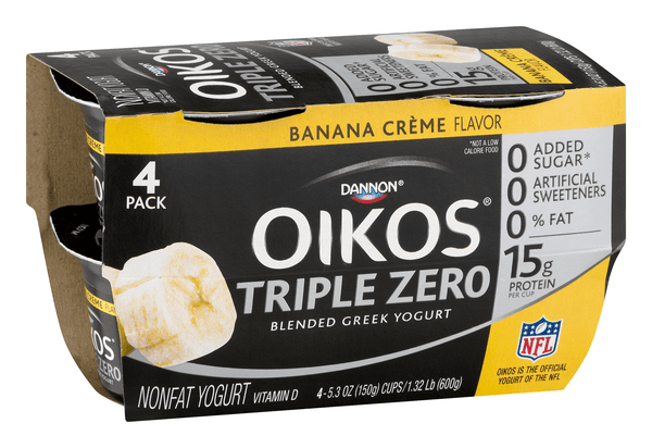 Oikos Triple Zero Banana Creme Nonfat Yogurt 4-5.3 Oz | Hy-Vee